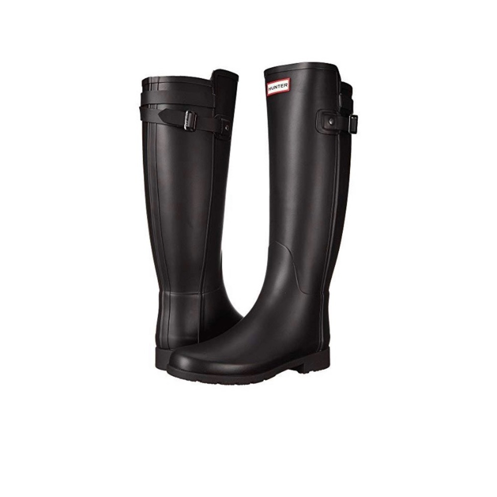 Hunter Rainboots Refined Back Strap Stripe Black